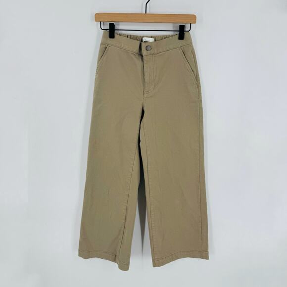 Oak + Fort Tan Wide Leg Cropped Trousers Size Small Minimalist Capsule Wardrobe - Picture 7 of 7